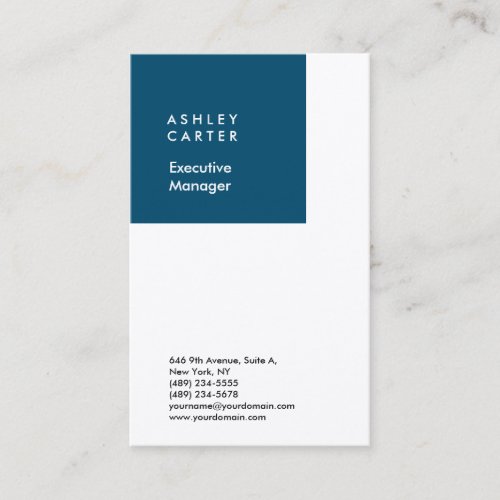 Professional ocean blue white minimalist modern business card