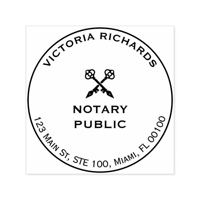 Professional Office Cross Keys Your Logo Notary  Self-inking Stamp (Design)
