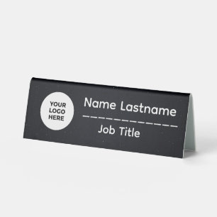 Professional Office Desk Name Plate with Logo  Table Tent