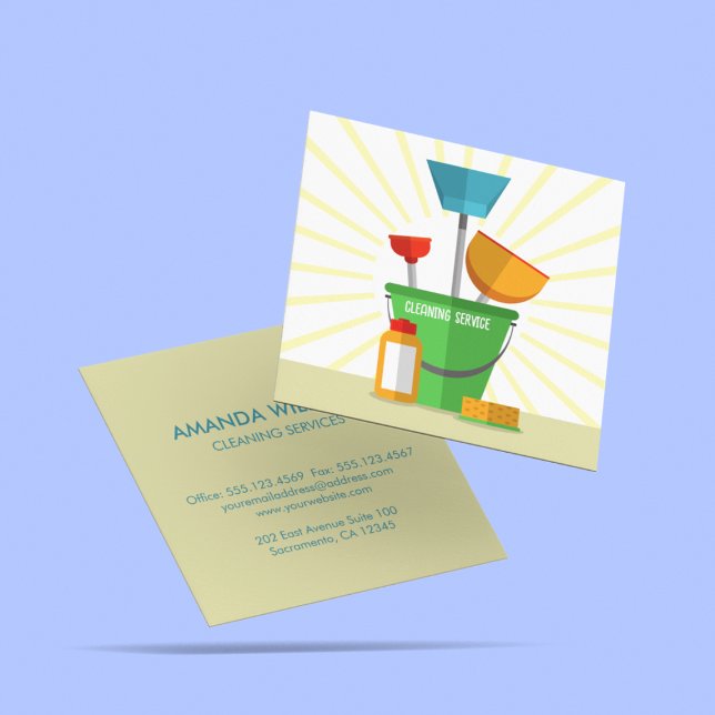 Professional Office House Cleaning Housekeeping Square Business Card (Creator Uploaded)