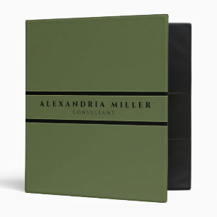 Professional Olive Black Stripe 3 Ring Binder