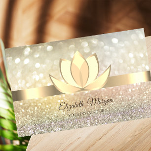 Professional Ombre Bokeh Gold,Lotus  Yoga  Business Card