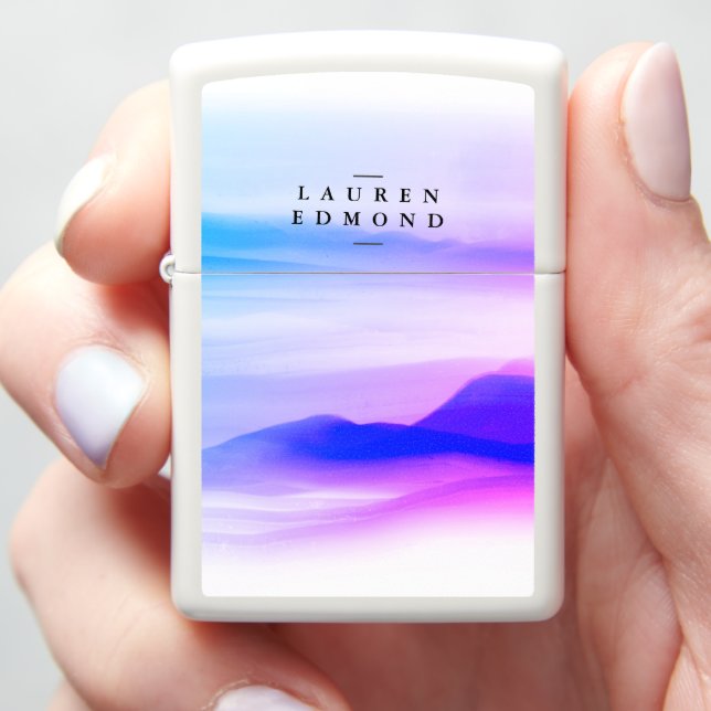 Professional Ombre Pink Purple Abstract Zippo Lighter (In Hand)