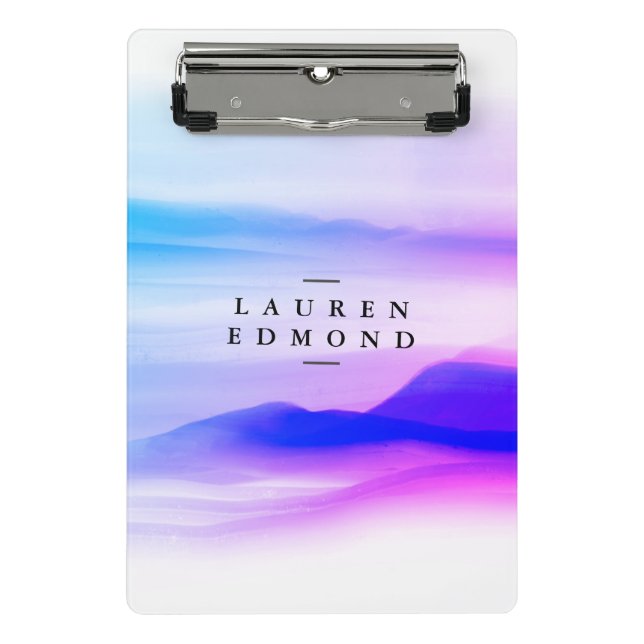 Professional Ombre Pink Purple Brushstroke Mini Clipboard (Front)