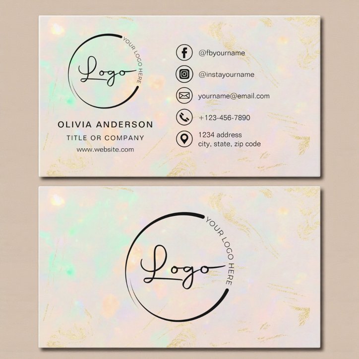 Professional Opal Business Logo Social Media Business Card
