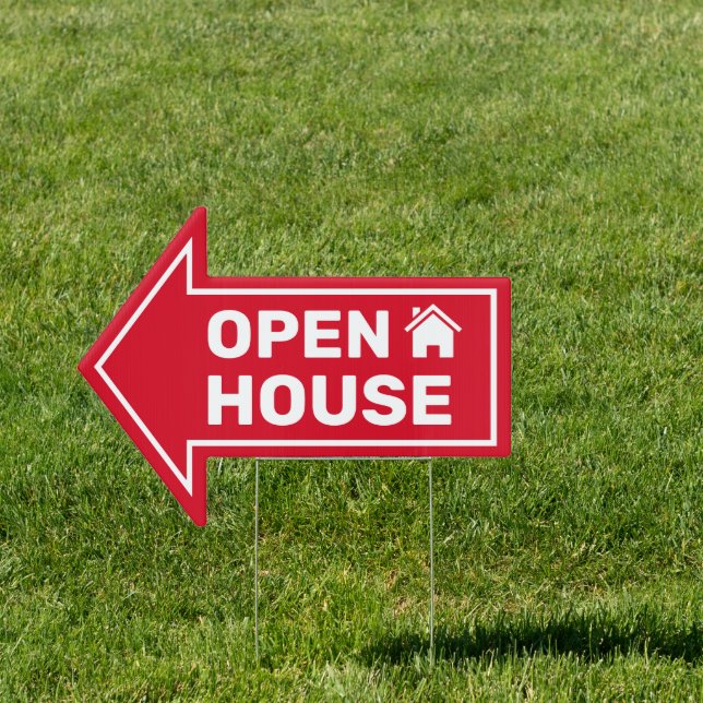 Professional Open House Red Real Estate Sign (Insitu)