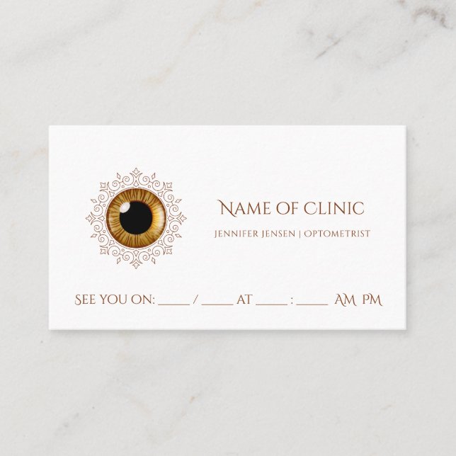 Professional Optometrist Appointment Brown Eye Card (Front)