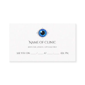 Professional Optometrist Blue Iris Eye Appointment Card