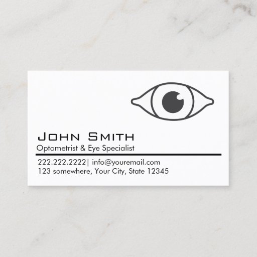 Customizable Plain White Optometrist &amp; Eye Care Business Card
