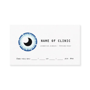 Professional Optometry Blue Iris Appointment Card