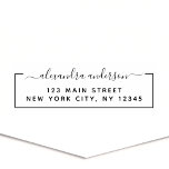 Professional or Personal Elegant Return Address Self-inking Stamp<br><div class="desc">Modern and Elegant Cursive Script Typography Wedding Invitation Return Address self inking stamp which is great for a Save the Date, RSVP, Bridal Shower, Baby Shower, Birthday Party, or Christmas Holiday Card or Invitation. The text of this hand lettered modern script typography label can be updated and customized with your...</div>
