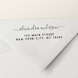 Professional or Personal Elegant Return Address Self-inking Stamp<br><div class="desc">Modern and Elegant Cursive Script Typography Wedding Invitation Return Address self inking stamp which is great for a Save the Date, RSVP, Bridal Shower, Baby Shower, Birthday Party, or Christmas Holiday Card or Invitation. The text of this hand lettered modern script typography label can be updated and customized with your...</div>