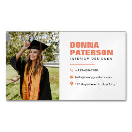 Professional Orange Simple Modern Minimal Calling Business Card Magnet
