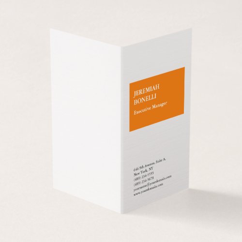 Professional orange white minimalist premium silk business card