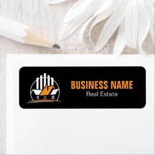 Professional Orange White Real Estate Logo Label