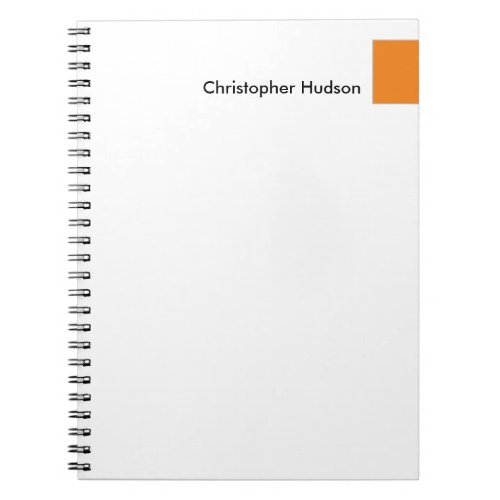 Professional Orange White Simple Plain Creative Notebook