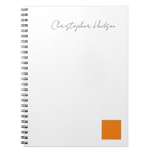 Professional Orange White Simple Plain Creative Notebook