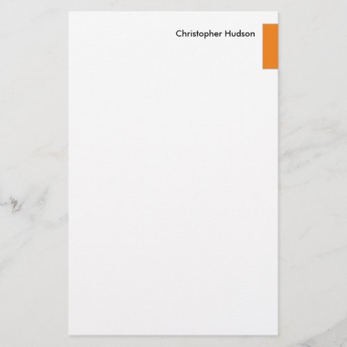 Professional Orange White Simple Plain Creative Stationery