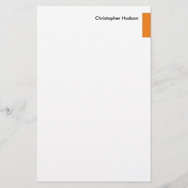 Professional Orange White Simple Plain Creative Stationery (Front)