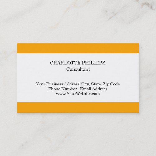 Professional Orange White Stripes Minimalist Plain Business Card