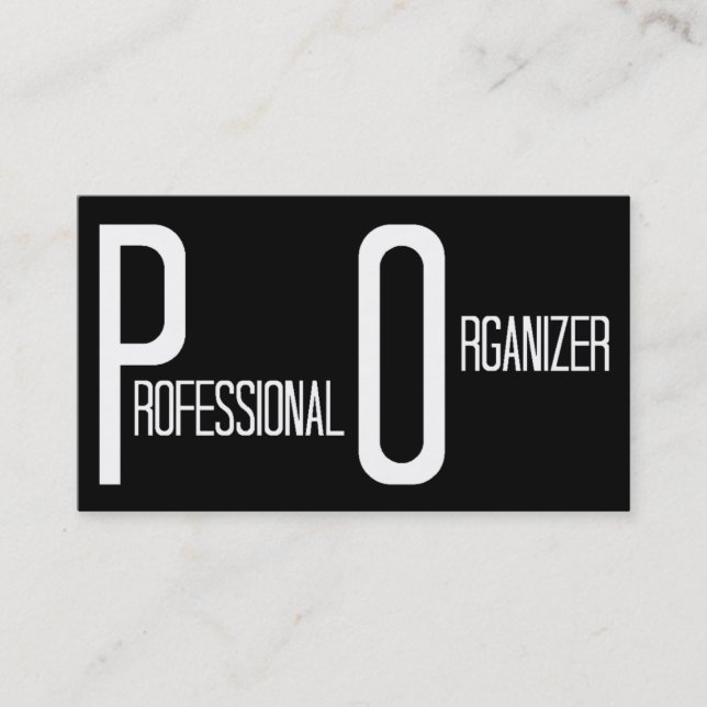 Professional Organizer Black Simple Business Card (Front)