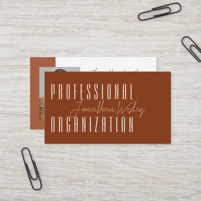 Professional Organizer Burnt Orange Business Card (Front/Back In Situ)