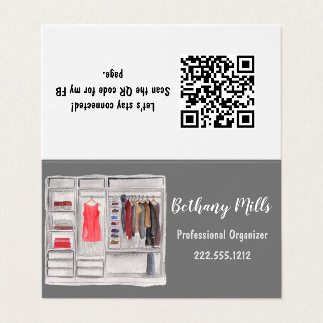 Professional Organizer Custom QR Code Tent Style Business Card Zazzle