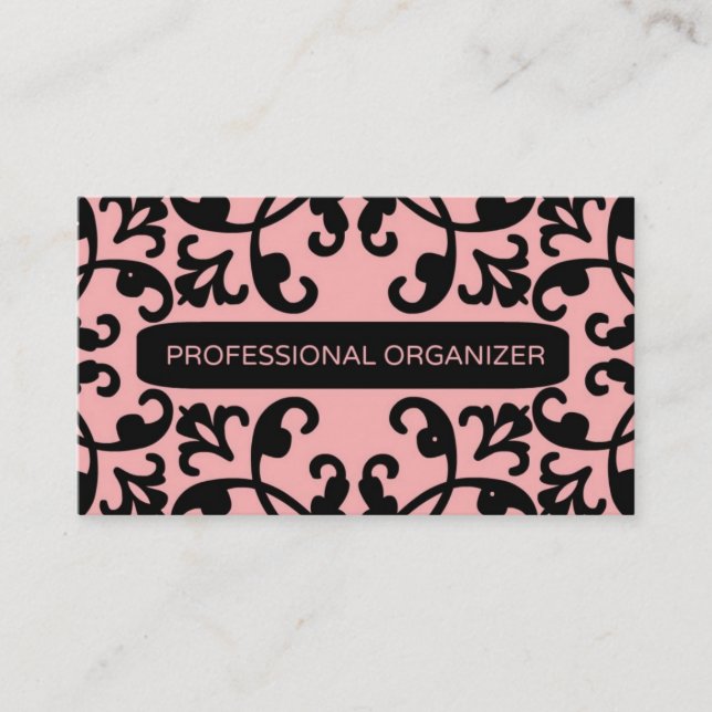 Professional Organizer Damask Business Card (Front)