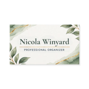 Professional Organizer Elegant Greenery Business Card