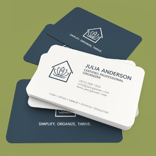 Professional Organizer Navy Blue Business Card