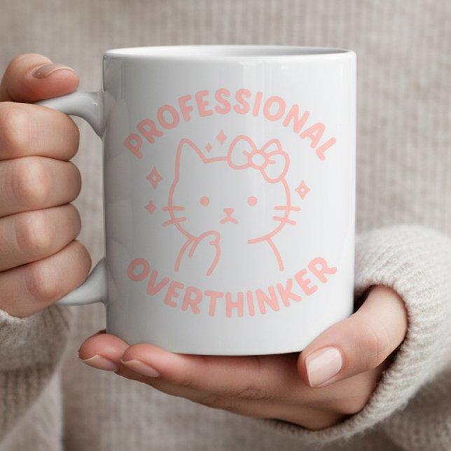 Professional Overthinker Funny Cat Overthinking  Coffee Mug (Creator Uploaded)