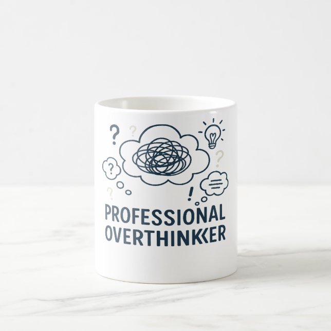 Professional overthinker- Funny Mind Doodle design Coffee Mug (Center)