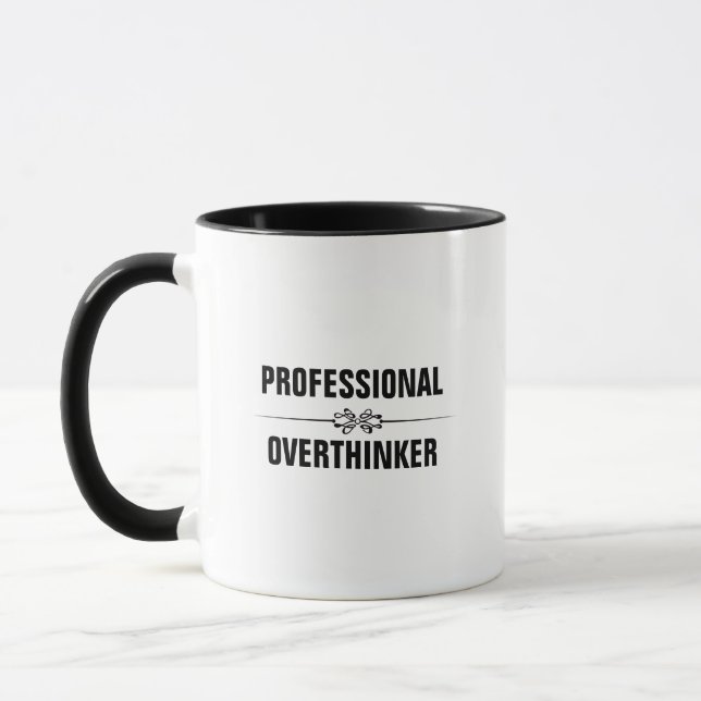 Professional Overthinker Slogan Humorous Quote  Mug (Left)