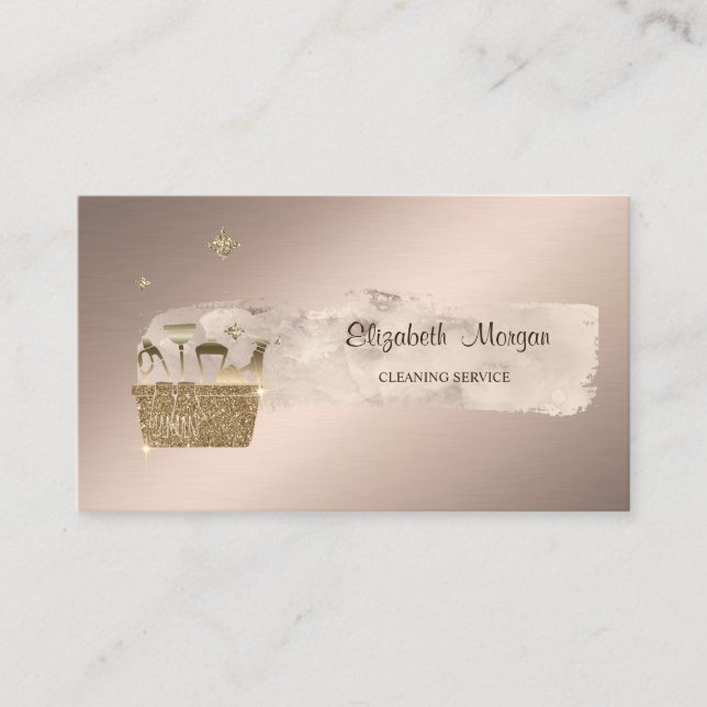 Professional  Paint Stroke Glitter Cleaning Business Card (Front)