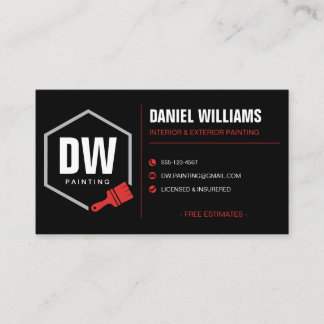 Professional Painter Black Red Painting Services Business Card