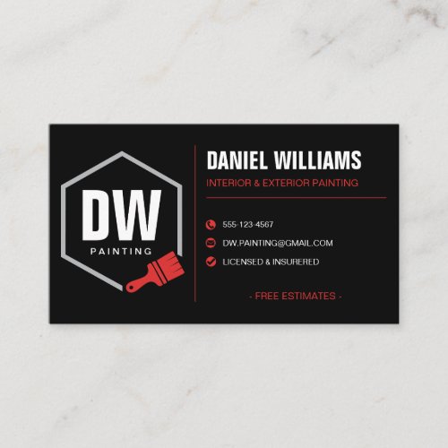Professional Painter Black Red Painting Services Business Card