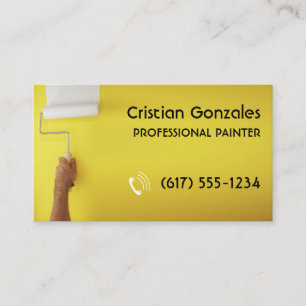 Professional Painter Painting Decorating Yellow Business Card