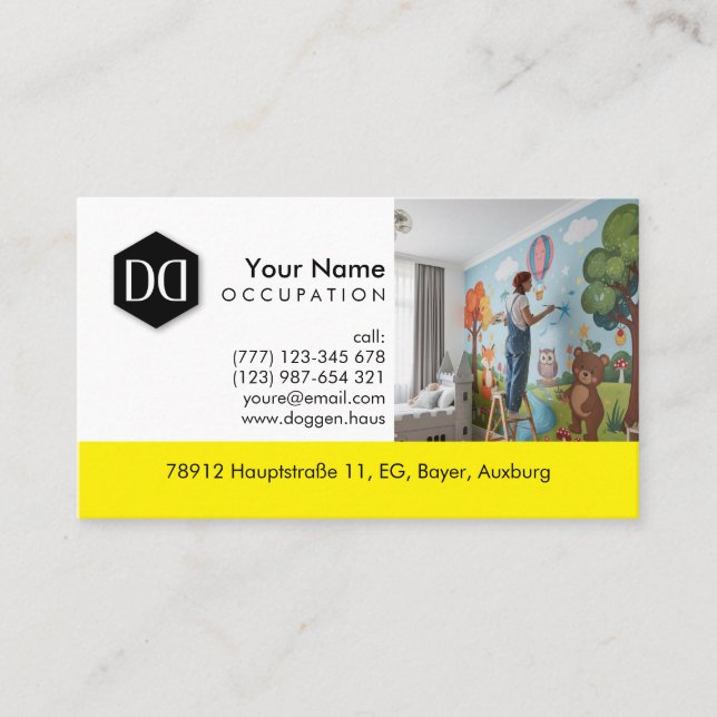Professional Painter Photo Wall Mural  Business Ca Business Card (Front)