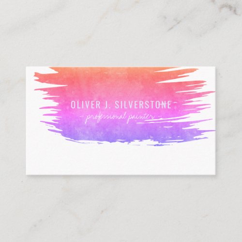 Professional painter rainbow watercolor brushed business card
