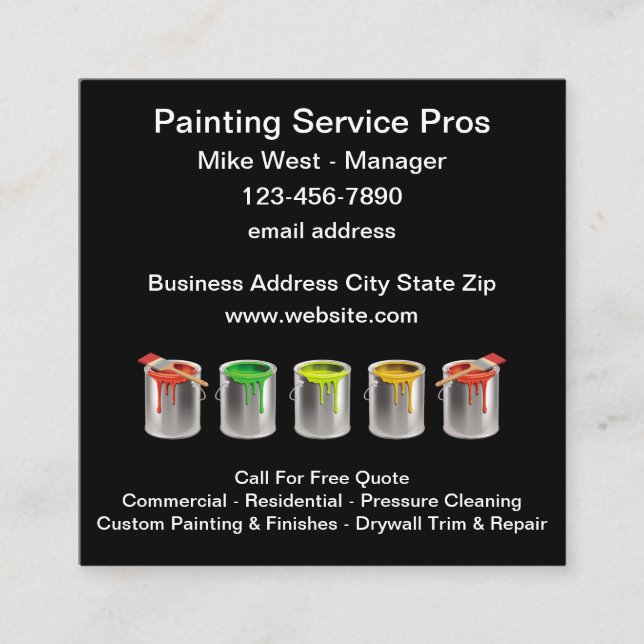 Professional Painter Unique Business Cards (Front)