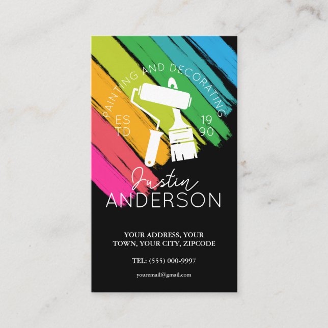 Professional Painting and Decorating handyman Business Card (Front)