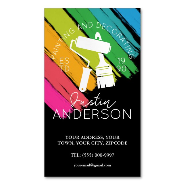 Professional Painting and Decorating handyman Business Card Magnet (Front Vertical)