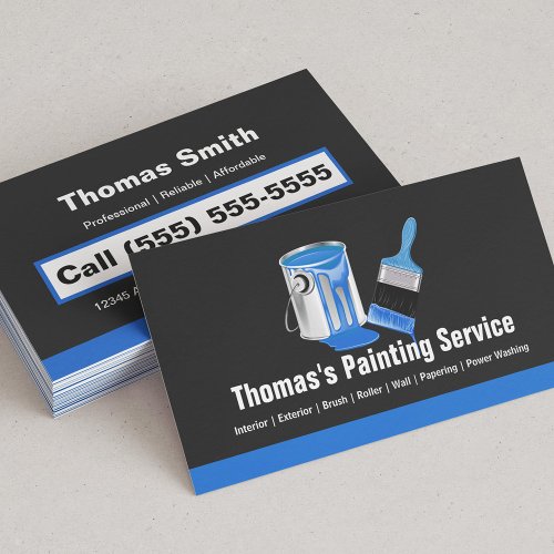 Professional Painting Service _ Blue Painter Brush Business Card