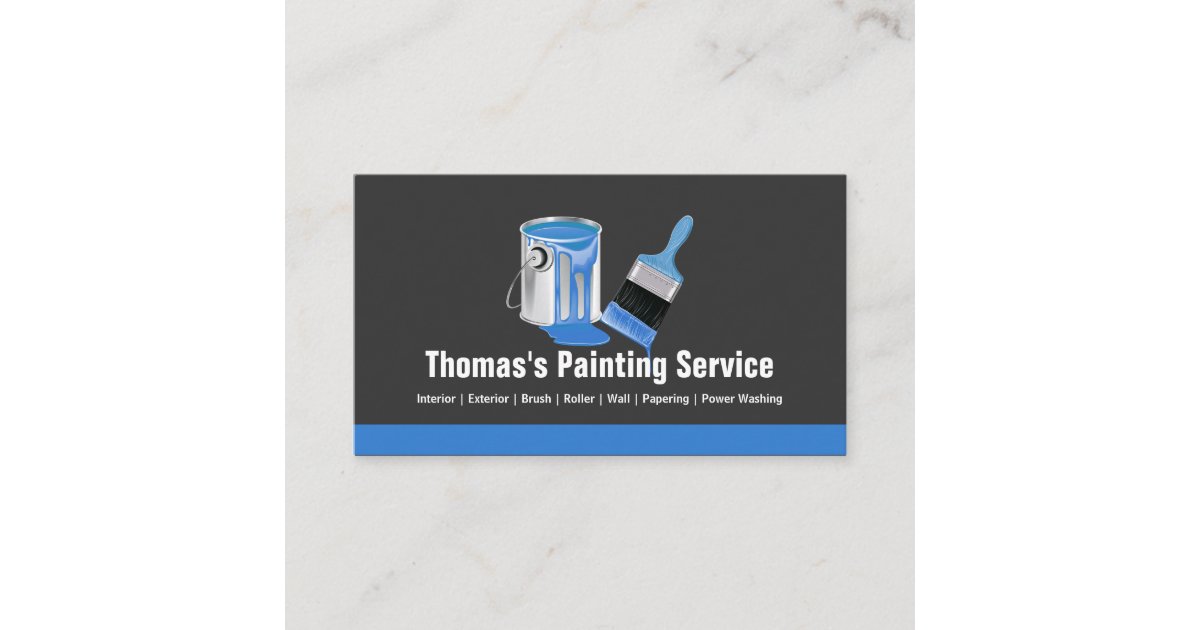 Professional Painting Service Blue Painter Brush Business Card Zazzle Com
