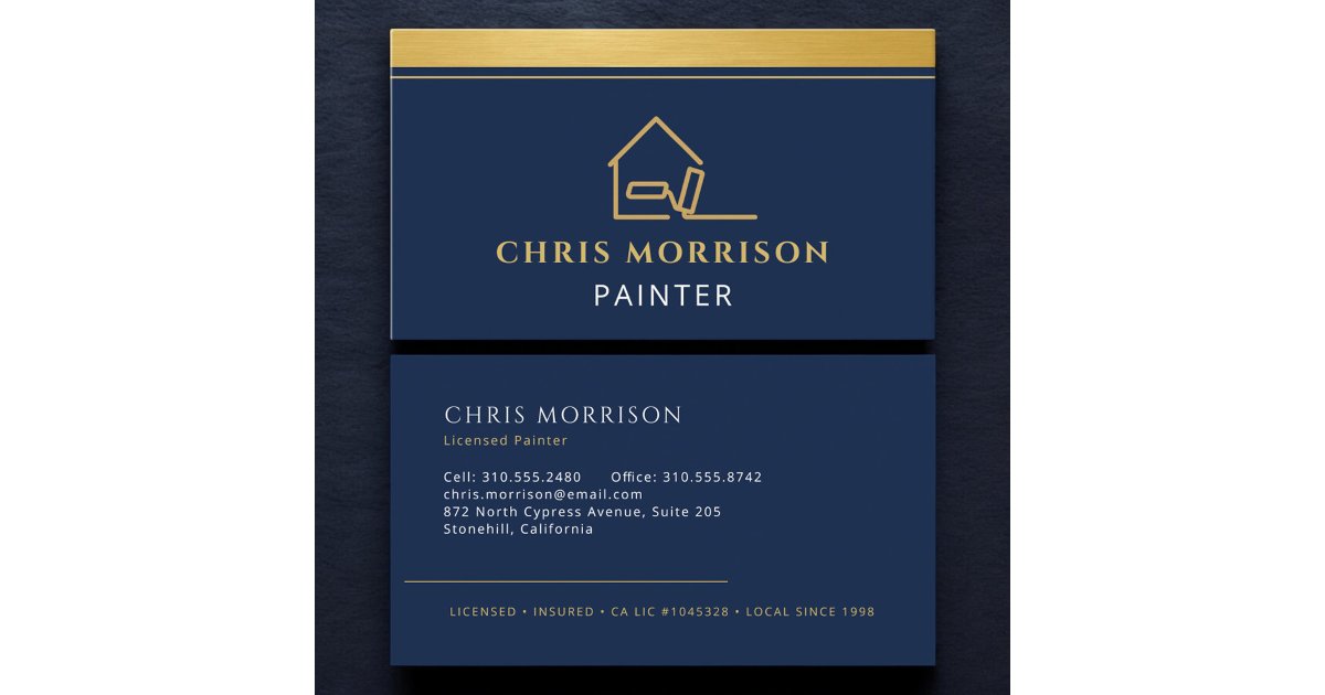 Professional Painting Service Navy Blue Business Card | Zazzle