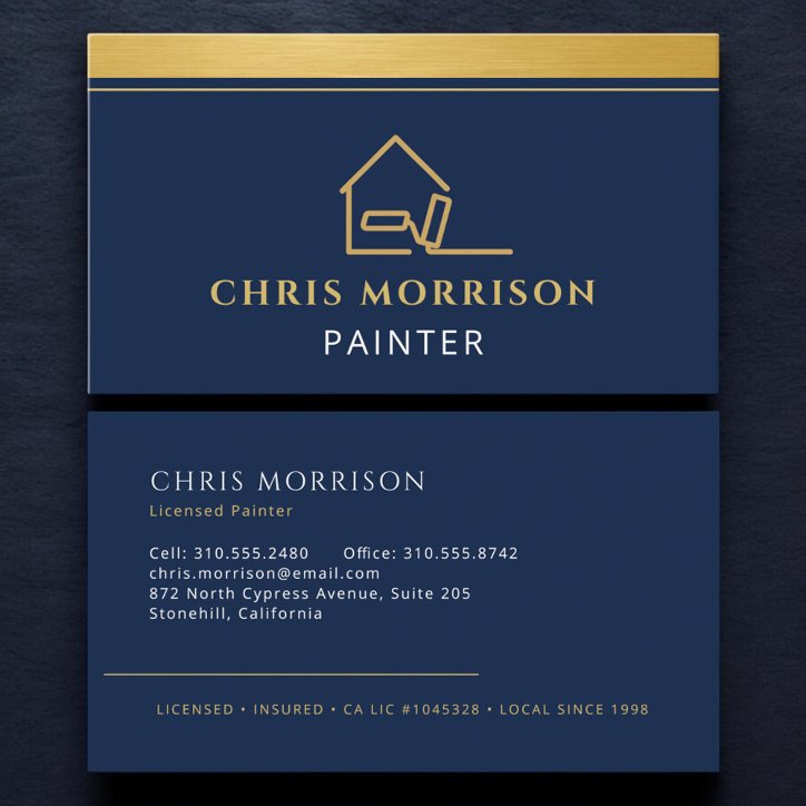 Professional Painting Service Navy Blue Business Card