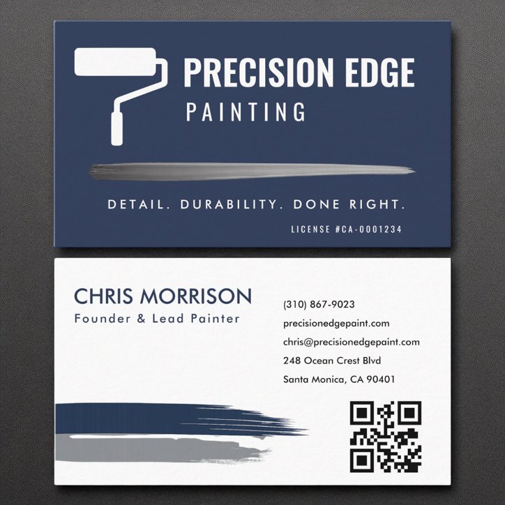 Professional Painting Service Navy Blue QR Code Business Card