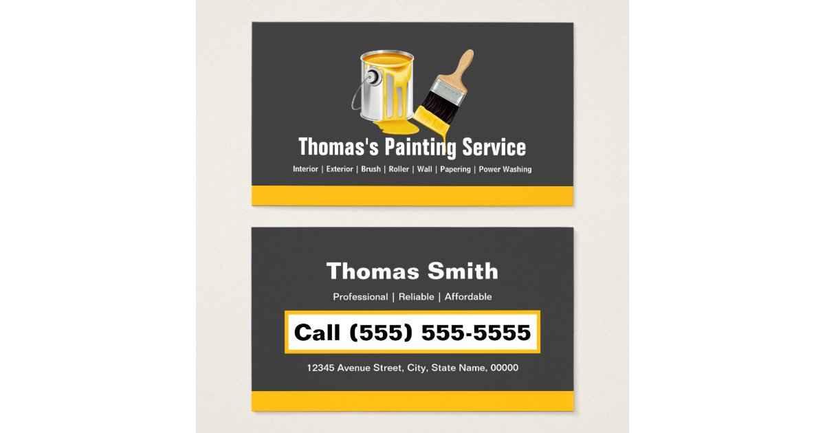 Professional Painting Service Painter Paint Brush Business Card