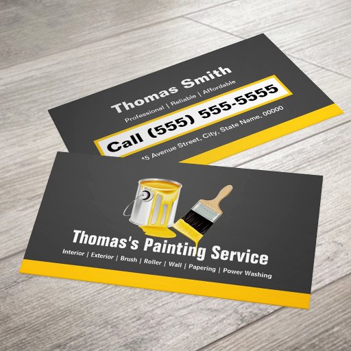 Customizable Professional Painting Service Painter Paint Brush Business Card
