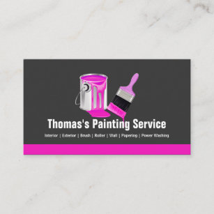 Professional Painting Service - Pink Painter Brush Business Card